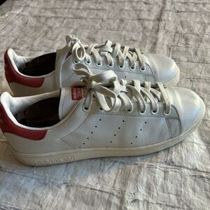 ADIDAS STAN SMITH WHITE/RED ORANGE/PINKISH LEATHER MENS SNEAKERS SIZE 8 (2013)
